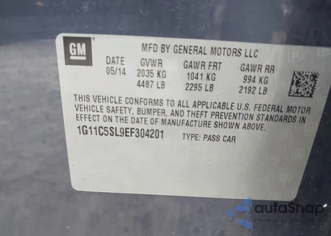 2014 Chevrolet Malibu 1Lt z USA, uszkodzony, nr VIN 1G11C5SL9EF304201